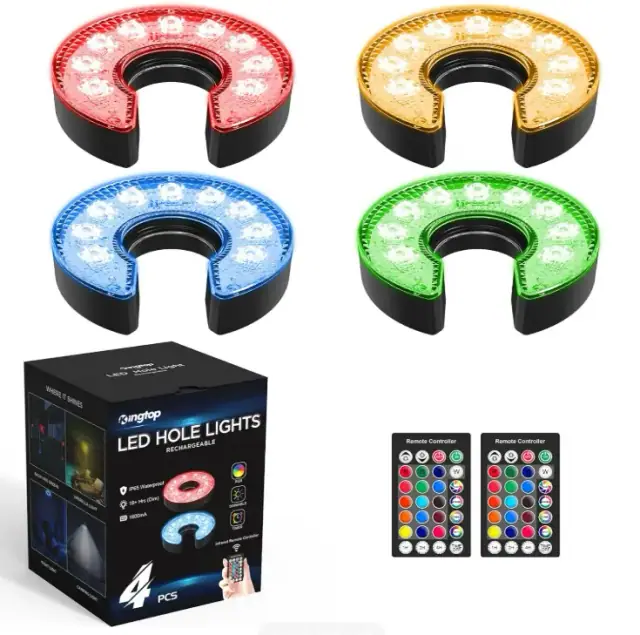 KINGTOP Rechargeable LED Golf Hole Lights with Remote Control product image